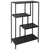 Image de Etagère bibliothèque noir en métal noir asymétrique 4 niveaux industrielle l 69 x p 33 x h 113.5cm