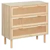 Image de Commode 3 tiroirs cannage et décor bois camargue l 80 x p 40 x h 80cm