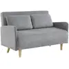 Image de Canapé convertible en velours côtelé - panam - 2 places scandinave. Pieds bois. Gris clair. Banquette. Dossier inclinable