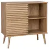Image de Buffet scandinave décor bois. Buffet haut. Vaisselier. Avec 1 porte coulissante rainurée et 2 étagères 80cm