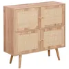 Image de Commode enfant décor bois et cannage 4 portes BOHÈME