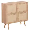 Image de Commode enfant décor bois 4 portes en cannage