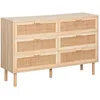 Image de Commode cannage et décor bois 6 tiroirs CAMARGUE