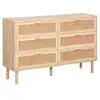 Image de Commode 6 tiroirs cannage et décor bois camargue l 120 x p 40 x h 80cm