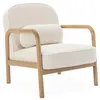 Image de Fauteuil scandinave arrondi bois dhévéa et bouclette AMELIE