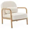 Image de Fauteuil scandinave bois d'hévéa et dossier arrondi en bouclette crème - amelie