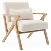Image de Fauteuil scandinave bois d'hévéa et bouclette crème antoine