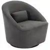 Image de Fauteuil pivotant 360° en tissu gris foncé avec coussin. Lana l 80 x p 73 x h77cm