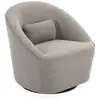 Image de Fauteuil pivotant 360° en tissu grège. Avec coussin lana l 80 x p 73 x h77cm