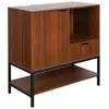 Image de Buffet en décor noyer et pieds et poignées en métal noir l 80cm - 1 porte. 1 tiroir et 2 étagères. Buffet haut. Vaisselier