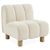 Image de Fauteuil relax pieds arrondis en bois et tissu crème blanc