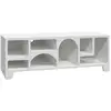 Image de Meuble tv organique effet bois blanc 160cm avec plusieurs niches 7 compartiments de rangement l160cm