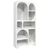 Image de Etagère bibliothèque organique effet bois blanc plusieurs niches 8 compartiments