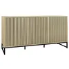 Image de Buffet décor bois rainuré et métal 3 portes 160cm LISBONNE