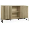 Image de Buffet décor bois rainuré et métal 2 portes 140cm LISBONNE