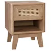 Image de Table de chevet décor bois et cannage piétement bois deucalyptus 1 tiroir MANI