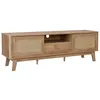 Image de Meuble TV décor bois et cannage portes coulissantes 150cm MANI