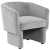 Image de Fauteuil relax en tissu avec forme de dossier et piètement arrondis gris clair