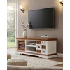 Image de Inda - Meuble Tv En Bois Massif De Sungkai Blanc Et Naturel 140 Cm