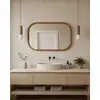Image de Niva - Miroir Rectangulaire En Bois Massif De Manguier Pour Salle De Bain