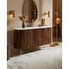 Image de Céline - Enfilade En Bois Massif Avec Plateau En Marbre Blanc 145 Cm