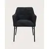 Image de Chacha - lot de 2 chaises en tissu noir et pieds métal