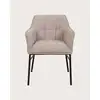 Image de Chacha - lot de 2 chaises en tissu taupe et pieds métal