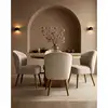 Image de Perla - lot de 2 chaises de repas en tissu beige au design incurvé