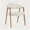 Image de Soria - lot de 2 chaises salle à manger en tissu beige piétement finition bois blanchi