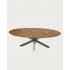 Image de Apogée - table salle à manger ovale, plateau en manguier à chevrons & pied étoile en métal