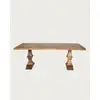 Image de Maestro - table salle à manger rectangulaire bois manguier, double piédestal & motif à chevrons