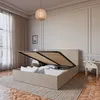 Image de Lit coffre sans tête en tissu chiné anthracite 140x190 cm - Célia sans tête - Morphea