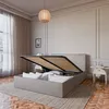 Image de Lit coffre sans tête en tissu chiné blanc 140x190 cm - Célia sans tête - Morphea