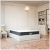 Image de Pack lit coffre et matelas hybride 140x190cm épais 26cm couleur blanc crème sans tête Emma & Jade