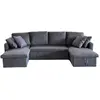 Image de Canapé Panoramique Convertible Avec Coffre 4 Places En Tissu - Gris Foncé Mahé