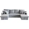 Image de Canapé panoramique convertible 4 places en tissu avec coffre - gris clair mahé