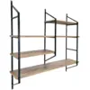 Image de Etagère murale design en métal - 4 rangements - bois et noir yomi