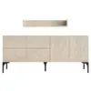 Image de Buffet Effet Travertin 180 Cm 6 Portes Et Étagère Aura