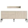 Image de Buffet effet travertin 180 cm 6 portes et étagère aura