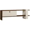 Image de Meuble tv bois et blanc avec rangement 120 cm loom