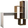 Image de TURKU - Bureau fonctionnel 6 rangements - bois et blanc
