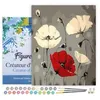 Image de FiguredArt Peinture par Numéro Adulte avec cadre Fleurs rouge et blanches - Kit DIY Numéro dArt - 40x50cm toile tendue sur châssis