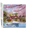 Image de FiguredArt Peinture par Numéro Adulte Fleurs de cerisiers au Japon - Kit de Loisir Créatif DIY Numéro dArt - 40x50cm sans châssis