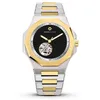 Image de Montre bracelet MTZeta Coeur Ouvert Noir Doré Jaune Acier