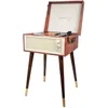 Image de Halterrego Platine Vinyle Cottage Bluetooth Out 4 Pieds Amovibles Motif Cuir Vintage