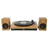 Image de Platine vinyle Halterrego av 2 HP extérieurs RMS 2*5WRCA OUT BT IN adaptateur inclus finition laquée noire/asp bois
