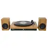 Image de Platine vinyle halterrego av 2 hp extérieurs, rms 2*5w,rca out, bt in, adaptateur inclus , finition laquée noire/asp bois 3772243992325