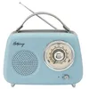 Image de Enceinte/Radio HALTERREGO rétro 2 5W RMS Bluetooth Radio FM lecteur USB Aux IN batterie rechargeable bleu