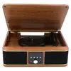 Image de Platine vinyle halterrego boston av haut-parleurs intégrés, 3 vitesses, bluetooth entréesortie, rca out, aux in, usb, adaptateur inclus, bois 3772243993643