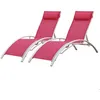 Image de Lot de 2 transats GALAPAGOS en textilène rose - aluminium blanc